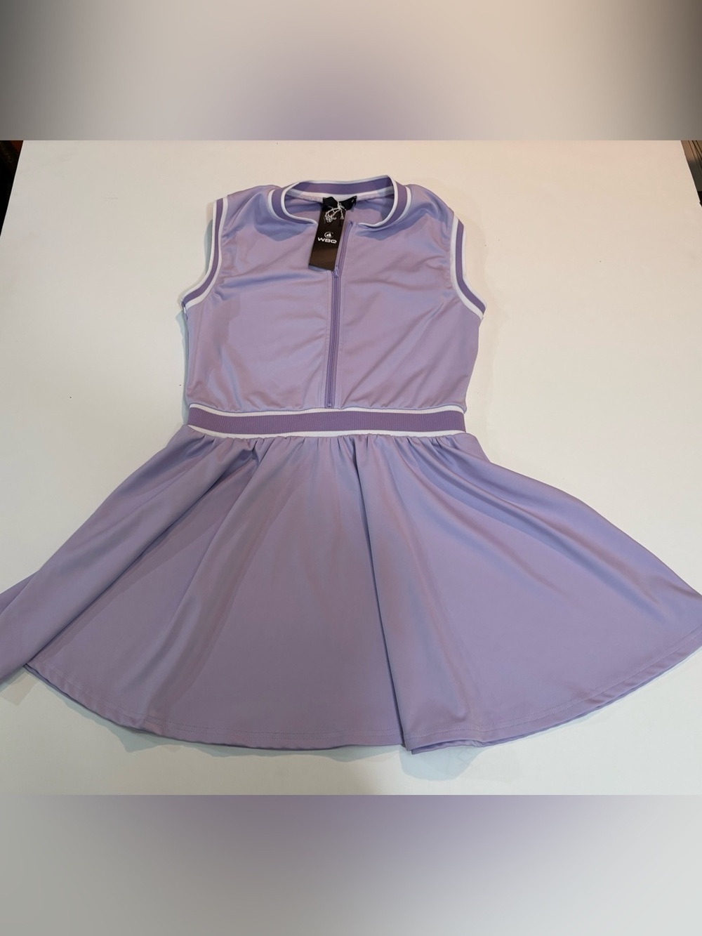 WBQ Lavender Athletic Tennis Dress - Sleeveless Zip Front |    Size M